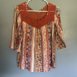 Paisley crocheted blouse top XL